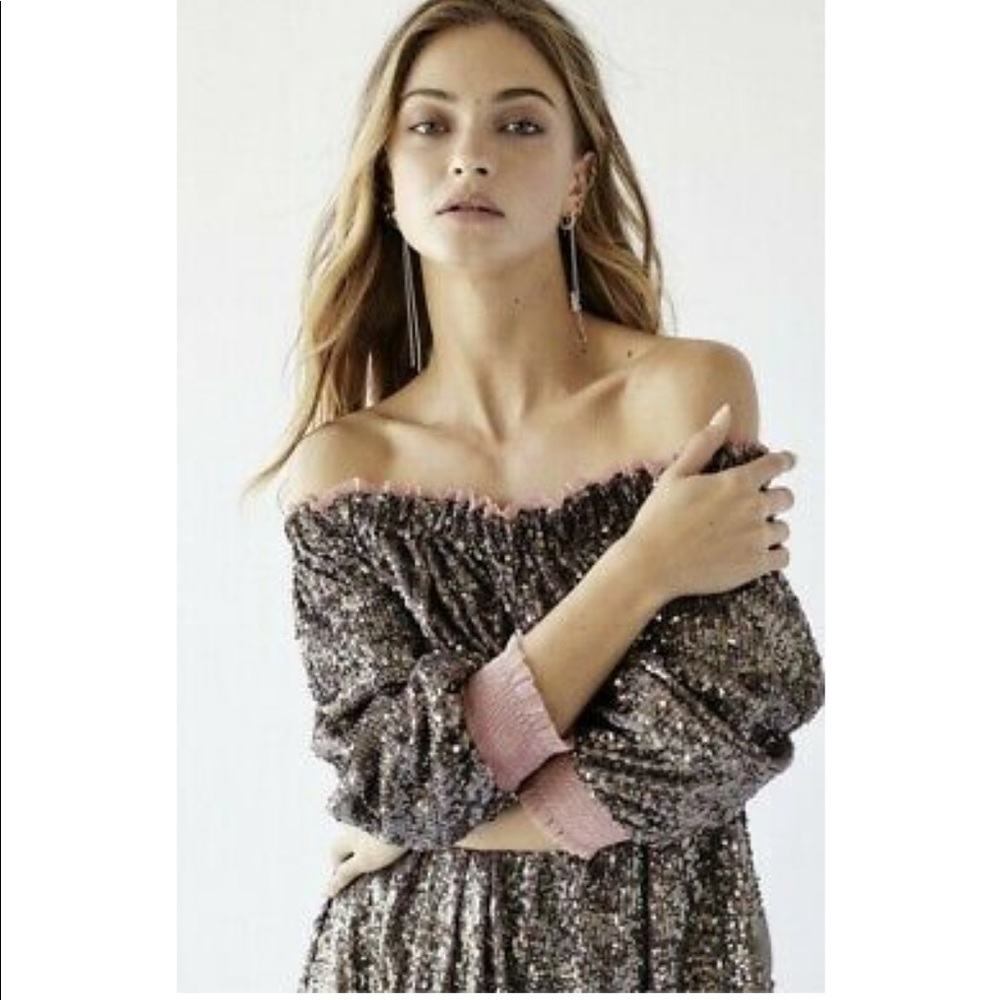 Free people Emilia off shoulder sequin dress